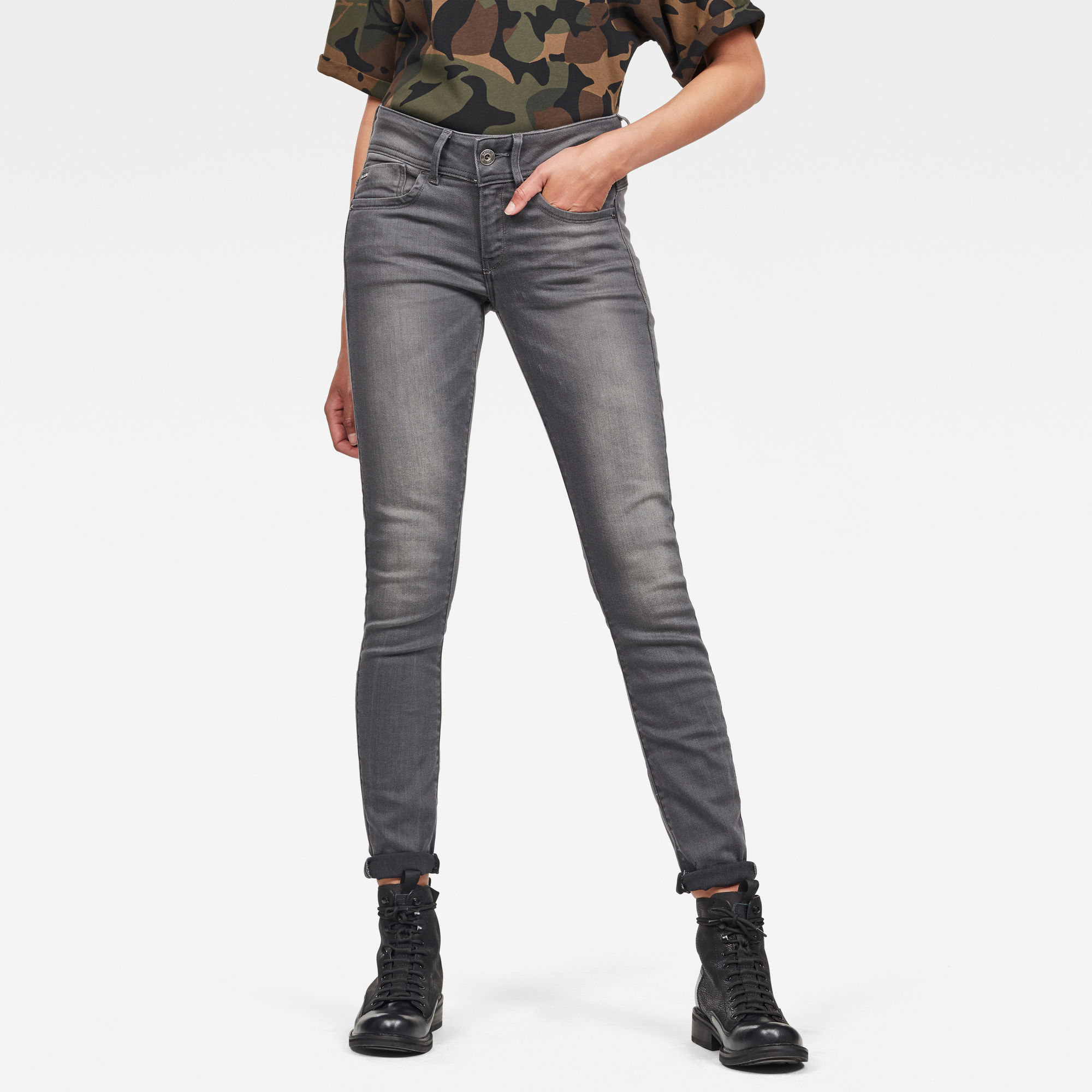 G-Star RAW Lynn Mid Waist Skinny Jeans - Grijs - Dames