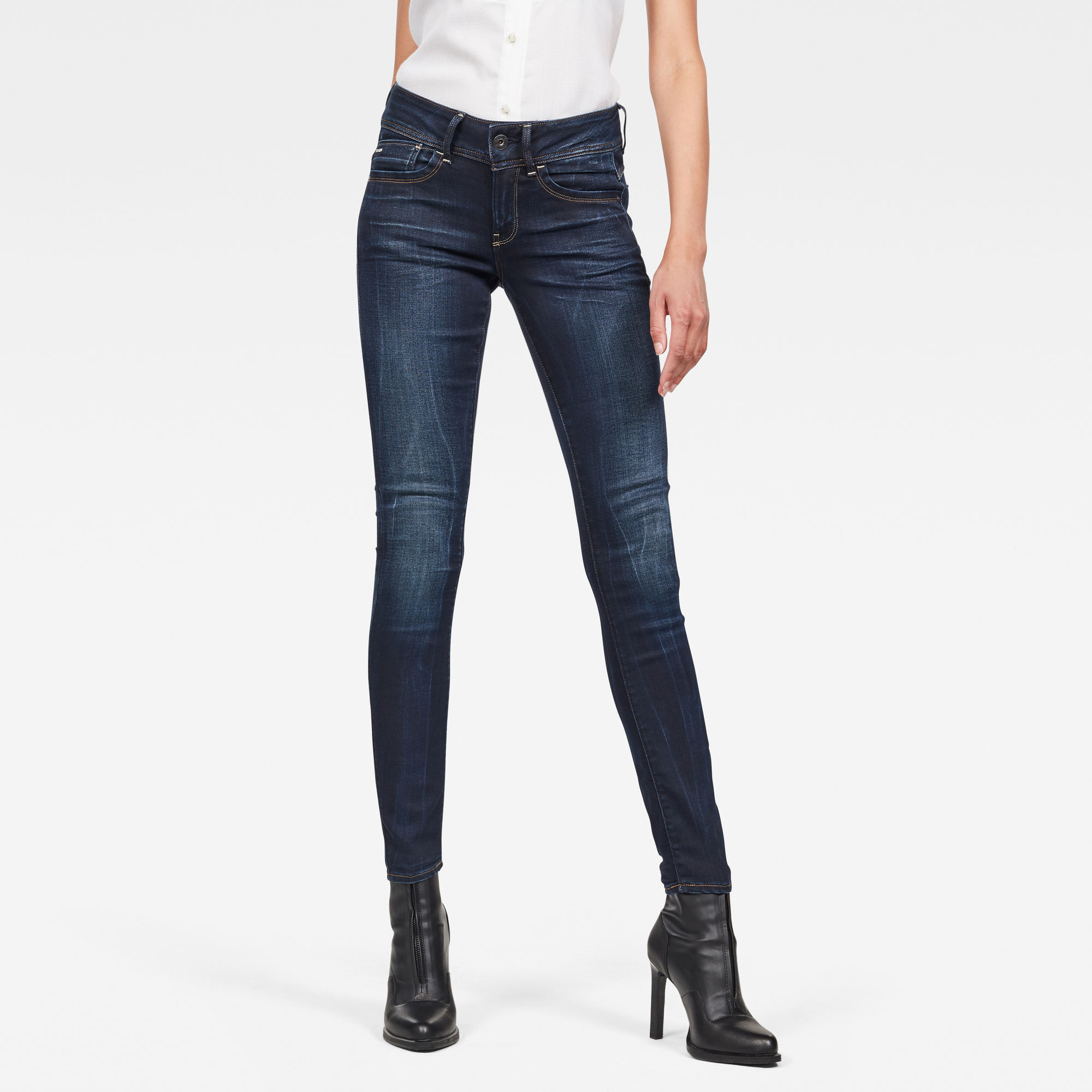 G-Star RAW Lynn Mid Waist Skinny Jeans - Midden blauw - Dames