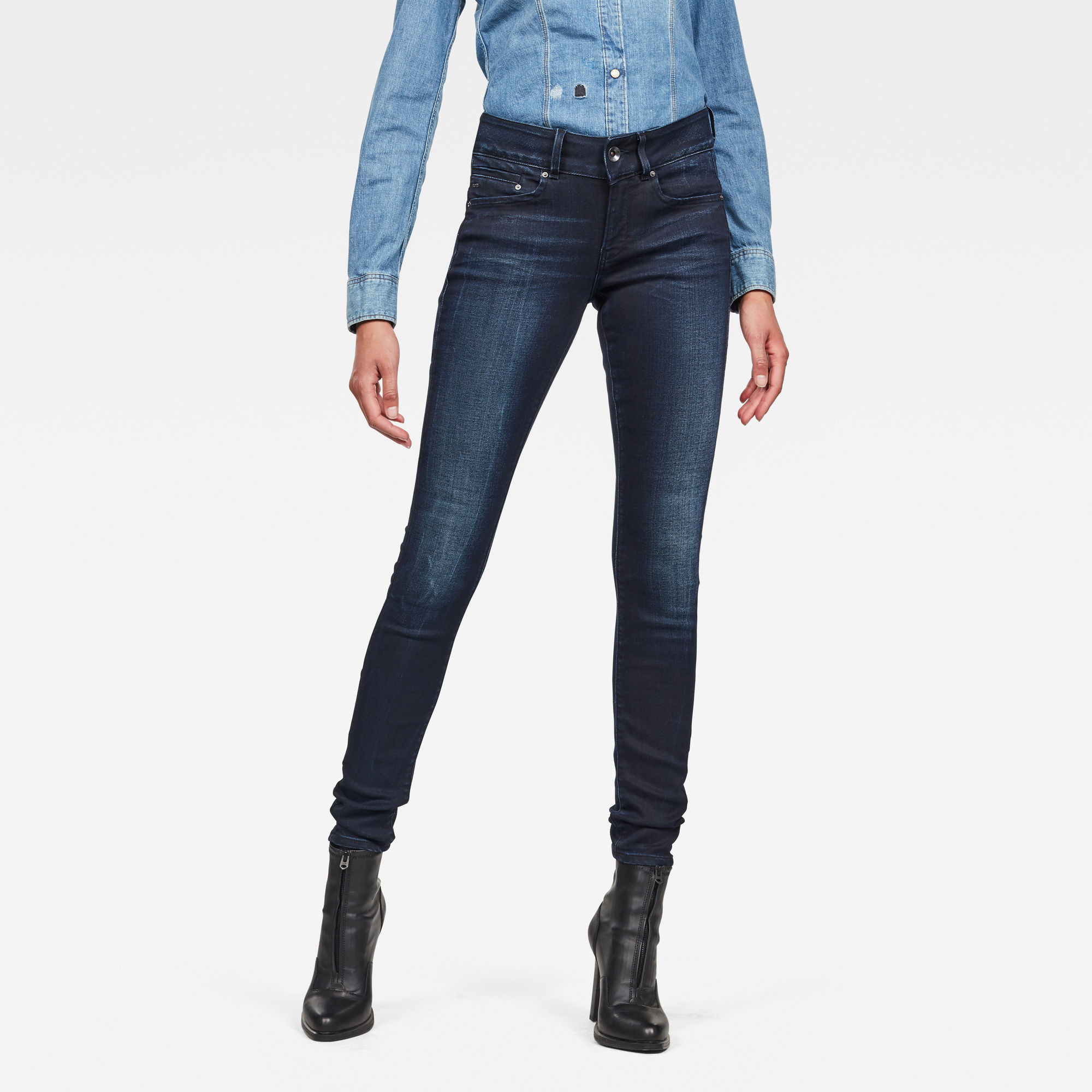 G-Star RAW Midge Cody Mid Skinny Jeans - Donkerblauw - Dames