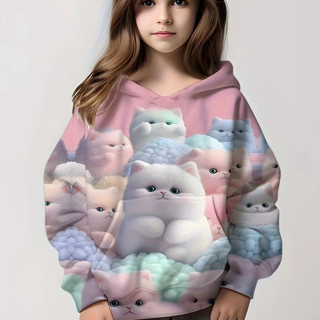 ETST WENDY 09 3D harige Candy Kitty grafische hoodies meisjes schattige trui kindercadeau 100