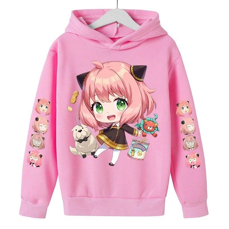 Xuhaijian02 Anya Forger Leuke Meisjes Hoodies Cartoon SPY X FAMILY Gedrukt Kids Sweatshirt Hoodies Kinderkleding Meisjes Lente Herfst Jas 100