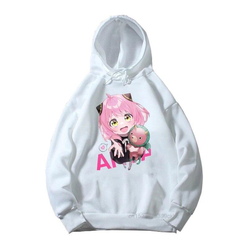 Xuhaijian02 Kinder Spy X Family Anime Gedrukte Witte Hoodies Meisjes Kawaii Anya Patroon Sweatshirt Kinderen Comfortabele Veelzijdige Kleding Tops 160