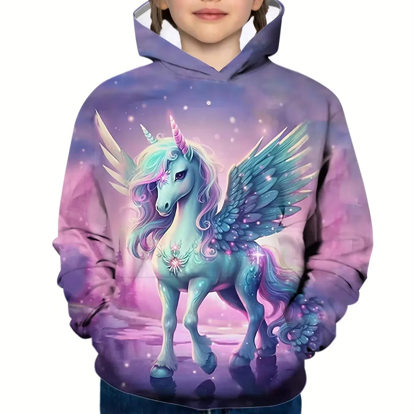 ETST 07 Herfst Winter Kinderen Schattige Pony 3D Print Dikke Fleece Warme Hoodie Tops Uitloper Trendy Cool Sweatshirts Voor Jongens Meisjes 100