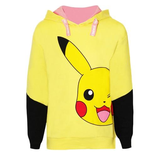 Pokemon Girls Pikachu Face Drawstring Hoodie 11-12 geel