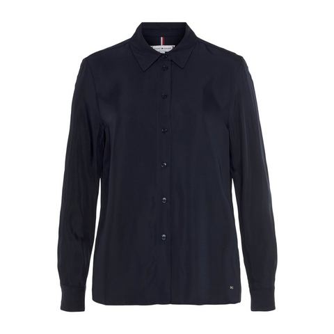 Tommy Hilfiger Overhemdblouse PIECED GLB STP REG FLEUR SHIRT met subtiel label aan de achterkant van de halslijn