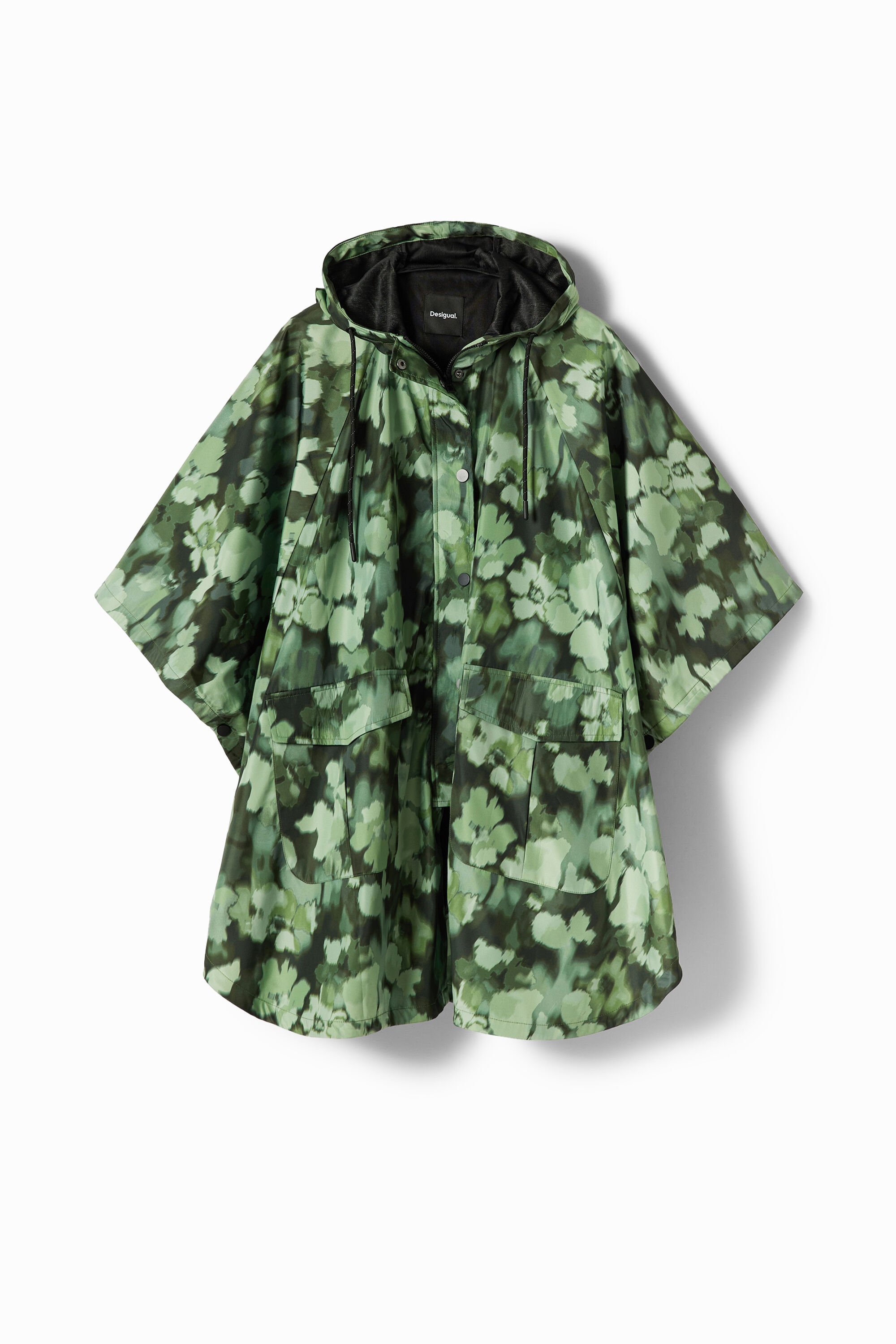 Desigual Regenjas met capuchon en camouflage - GREEN