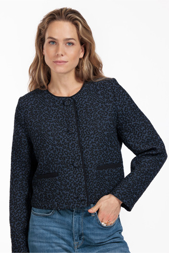 Studio Anneloes Alize jacquard leopard jacket - dark blue/black - 12240