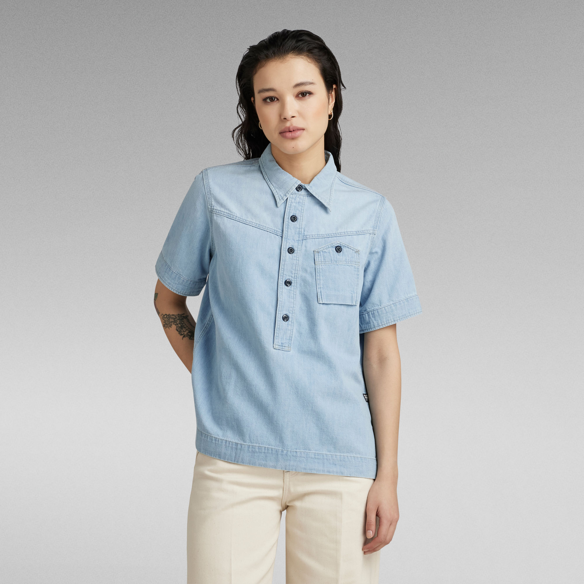 G-Star RAW Raw Utility 1-Pocket Shirt - Midden blauw - Dames