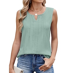 Light in the box Dames Oogje top Basic Casual Effen Kleur Normale tops Mouwloos Gekerfde nek Vetergat Normale pasvorm Dagelijks Wit Hemelsblauw Groen Zomer Lente