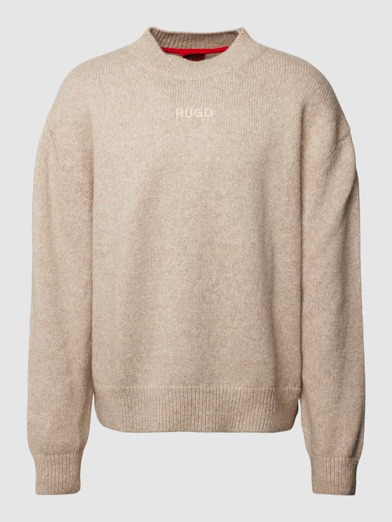 HUGO Gebreide pullover met labelstitching, model 'Seese'