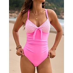 Light in the box Dames Zwemkleding Een stukje Monokini Zwempak Blote rug Buikcontrole Hoge taille Slank Vakantie Strand Kleding Bloemig Halternek Mouwloos Badpakken