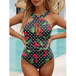 Light in the box Dames Zwemkleding Een stukje Monokini Zwempak Blote rug Buikcontrole Hoge taille Slank Vakantie Strand Kleding Stip U-hals Mouwloos Badpakken