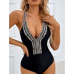 Light in the box Dames Zwemkleding Een stukje Monokini Zwempak Blote rug Buikcontrole Hoge taille Slank Vakantie Strand Kleding Luipaard V-hals Mouwloos Badpakken