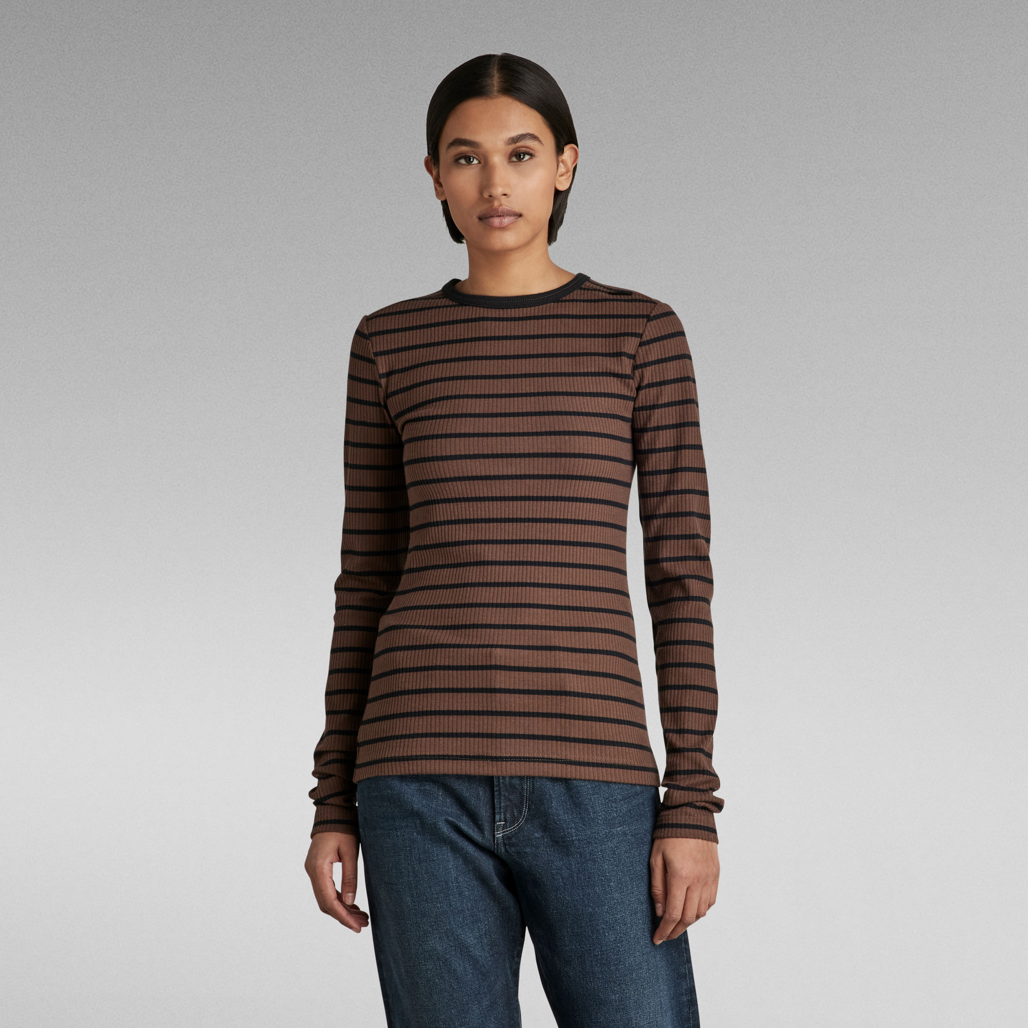 G-Star RAW Gestreepte Top Slim Rib 2.0 - Meerkleurig - Dames