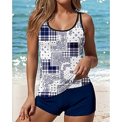 Light in the box Dames Zwemkleding Tankini 2 stuks Jongen been Zwempak Blote rug Vakantie Strand Kleding Geometrisch Paisley U-hals Mouwloos Badpakken