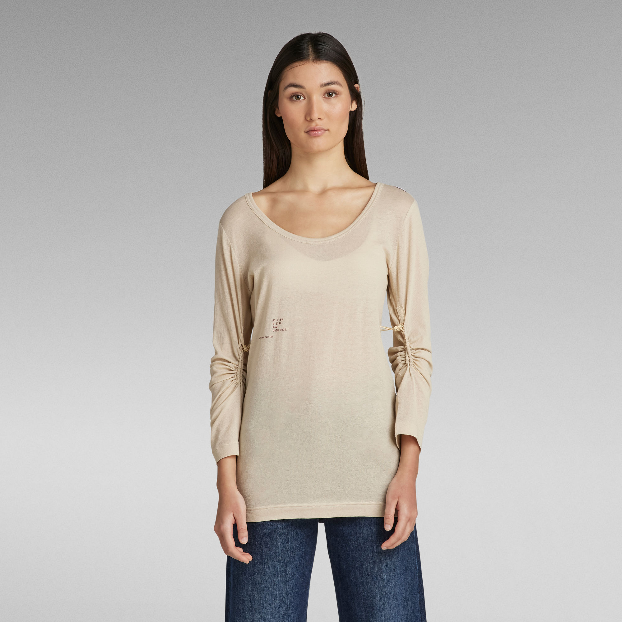 G-Star RAW Adjustable Sleeve Slim Top - Beige - Dames