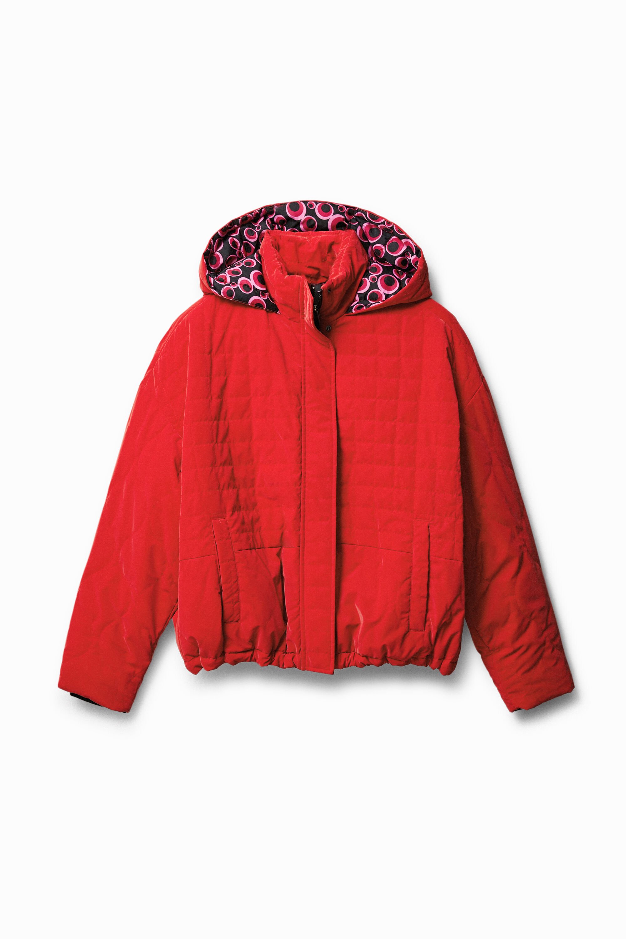 Desigual Kort gewatteerd jack met capuchon - RED