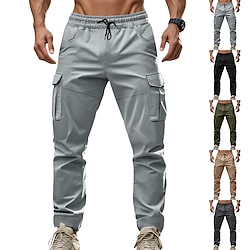 Light in the box Voor heren Jogger Broek Cargo-joggingbroek Zak Trekkoord Elastische taille Effen Comfort Buitensporten Dagelijks Modieus Casual Leger groen Zwart Micro-elastisch