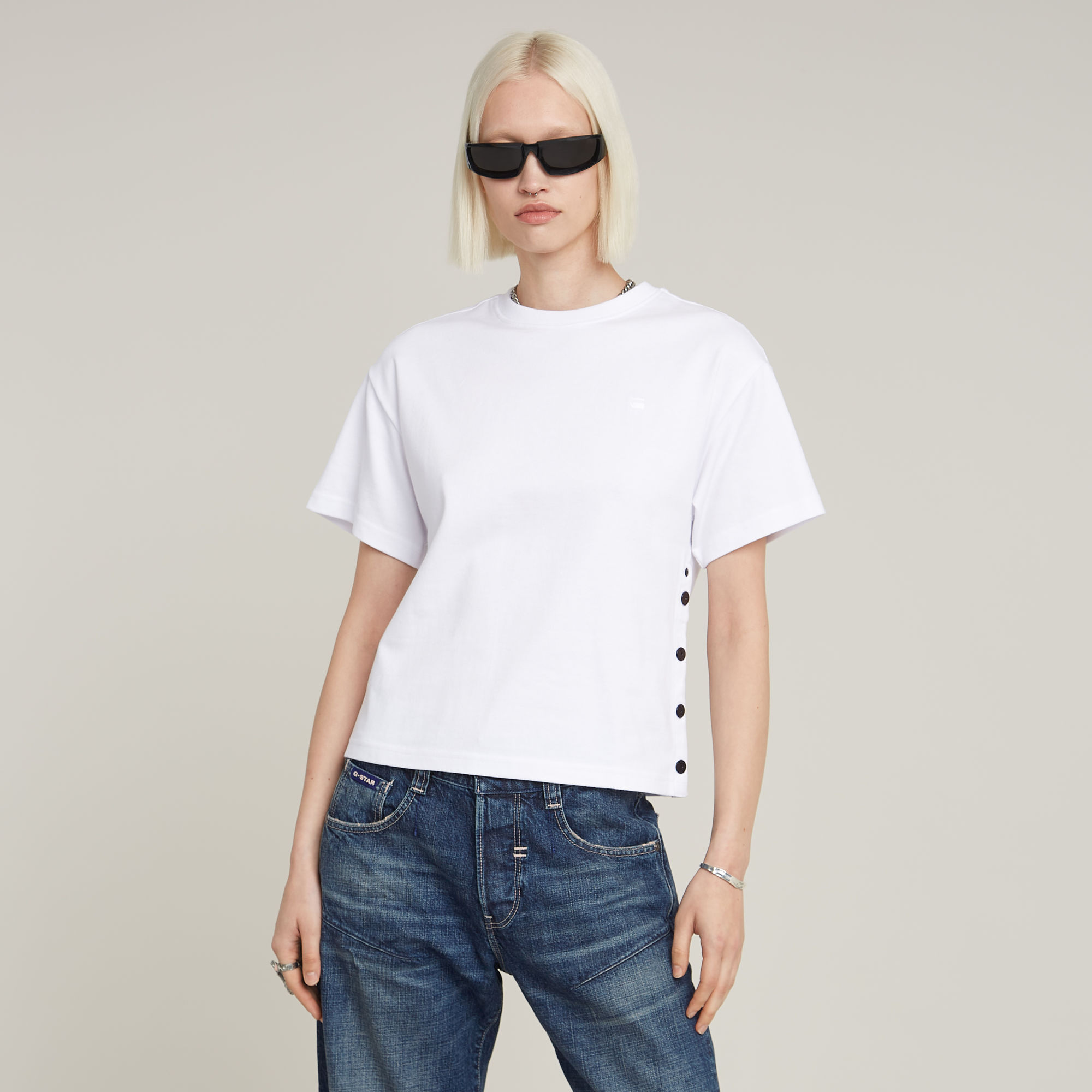 G-Star RAW Side Buttons Relaxed Top - Wit - Dames