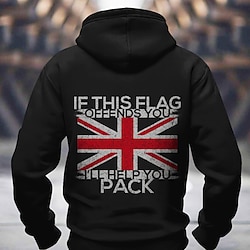 Light in the box Voor heren UK Vlag / Nationale vlag Hoodies Sweatshirt Overkleding Sweatshirt met capuchon Strakke ronde hals Modieus 3D-afdrukken Feestdagen Streetwear Zwart blauw Trekkoord Herfst Winter Ontwerper