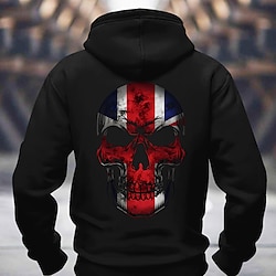 Light in the box Voor heren Doodskoppen UK Hoodies Sweatshirt Overkleding Sweatshirt met capuchon Strakke ronde hals Modieus 3D-afdrukken Feestdagen Streetwear Zwart Wit Trekkoord Herfst Winter Ontwerper