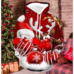 Light in the box kerst heren kerstman 3d hoodies unisex pullover wijnrood custom print zwart wit rood hooded kerstman grafische prints print dagelijks sport 3d print designer casual groot en lang lenteamp; val