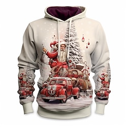 Light in the box kerstmis heren kersttafereel 3d hoodies santa's highway grafische mode dagelijks basic 3d print trui sport outdoor vakantie vakantie hoodies beige capuchon voorzak lenteamp;Claus wit katoen