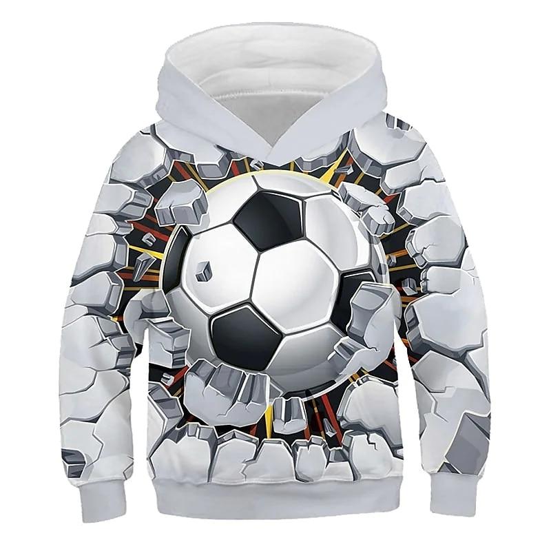 ETST WENDY 09 2023 Herfst Winter Kinderen Jongens Hoodie Lange mouw 3D Print Voetbal Meisjes Vrije tijd Sweatshirt Dagelijks Actieve mode Streetwear Sport 100