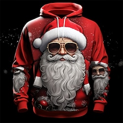 Light in the box kerst heren kerstman 3d hoodies grafische kerstman mode 3d print sport outdoor vakantie hoodies rood / wit geel lange mouw capuchon print voorzak lenteamp;herfst designer shirt