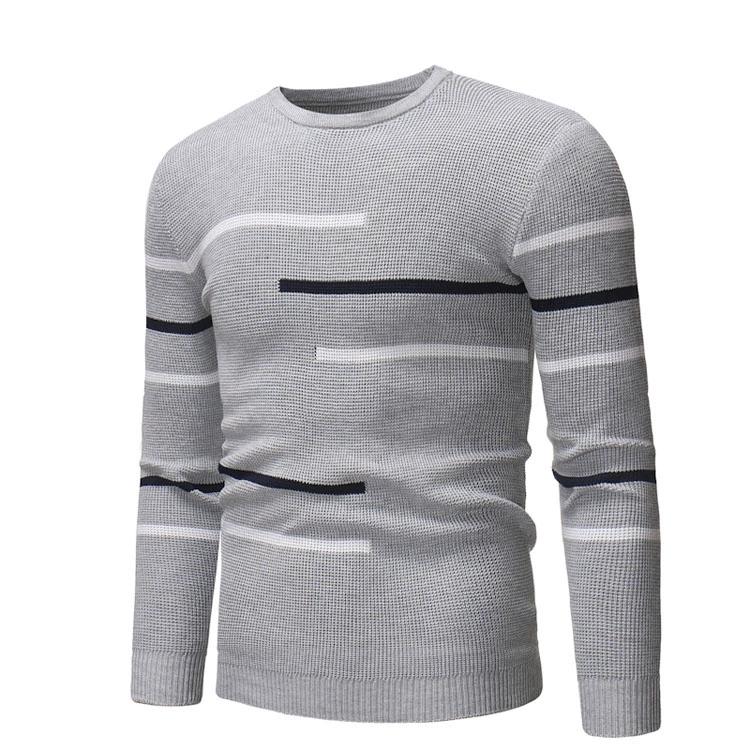 Mi-Fashion Lente/herfst nieuwe trui Heren Tri Color Splice Knitwear Slim Fit dunne modetrend trui M beige