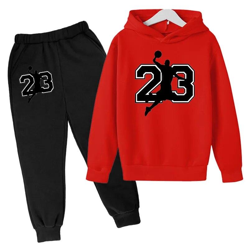 Xuhaijian02 23 Basketbal Hoodie Sport Hoodie Lente Herfst Kinderen Hoodie + Broek 2-delige set Tiener Schattig 4-14Y Jongens Kinderen Meisjes Hoodiepakken 100