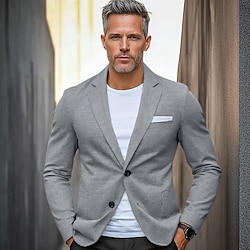 Light in the box Voor heren Blazerjack Formeel liiketoiminta Dagelijks Zak Elegant Dagelijks Lente Herfst Polyester Effen Kleur Enkele knoopsluiting twee knopen Blazer Zwart Wit Licht Grijs Donker Grijs