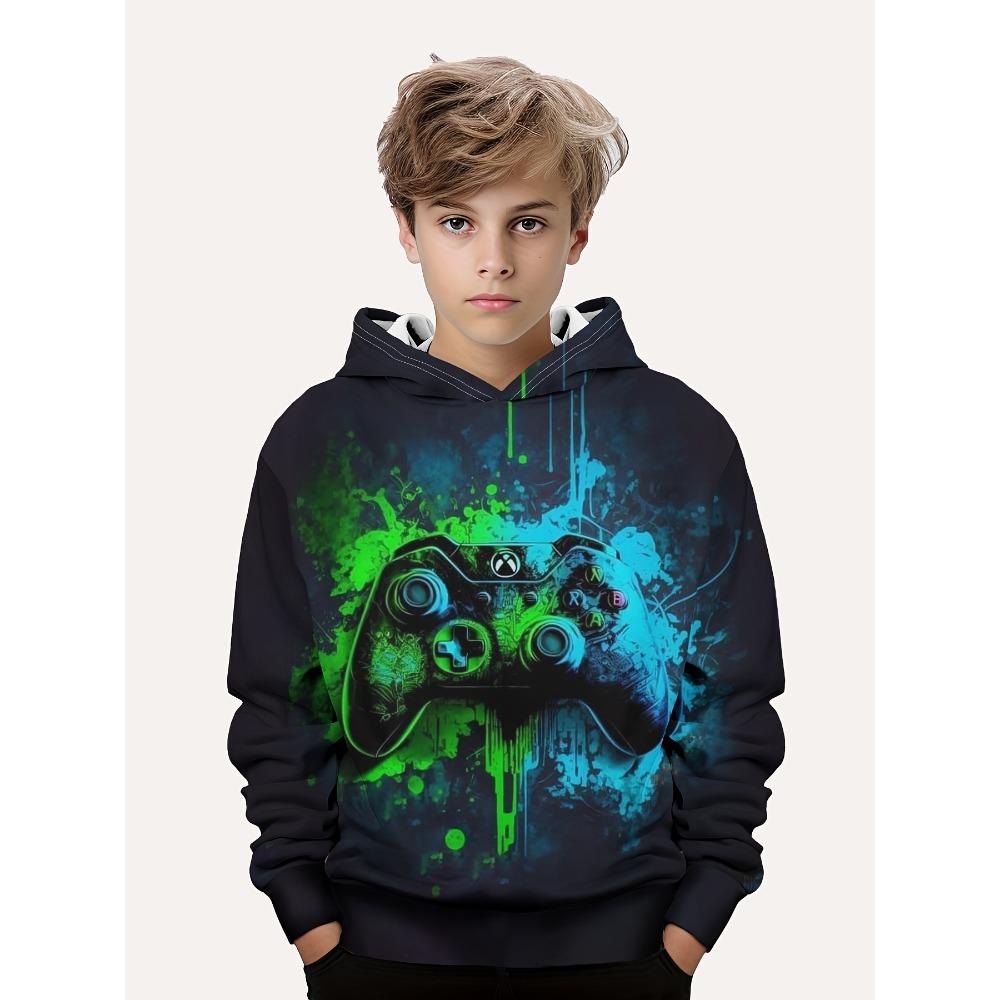 Wendy 3 mode kleurblok gamepad 3d print leuke en gezellige hoodie voor kinderen jongen houd hem warm en stijlvol kind capuchon trui tops kleding 100