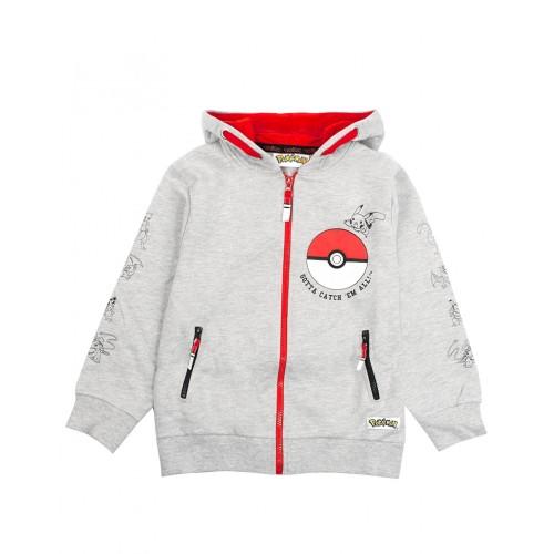 Pokemon Boys Gotta Catch Em All Pokeball Full Zip Drawstring Hoodie 11-12 grijs