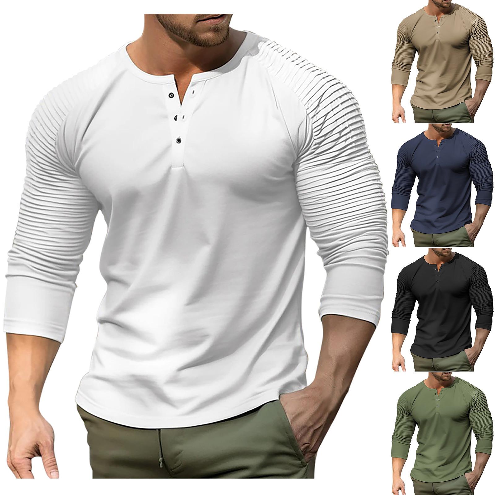 Eason Effen kleur slim fit T-shirt met ronde hals, lange mouwen en geplooide raglanmouwen XXXL Vloot