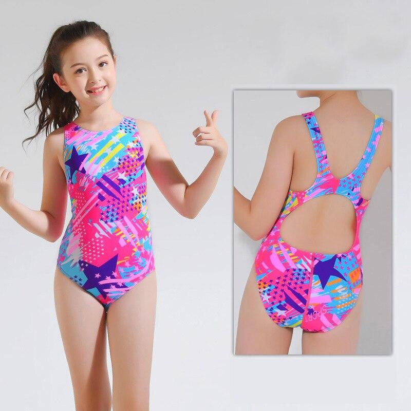 Fox Swimwear Nieuwste kleurrijke print meisje eendelige badpak hoge kwaliteit kinderen meisjes zwemkleding strand baden badkleding 3XS helder roze