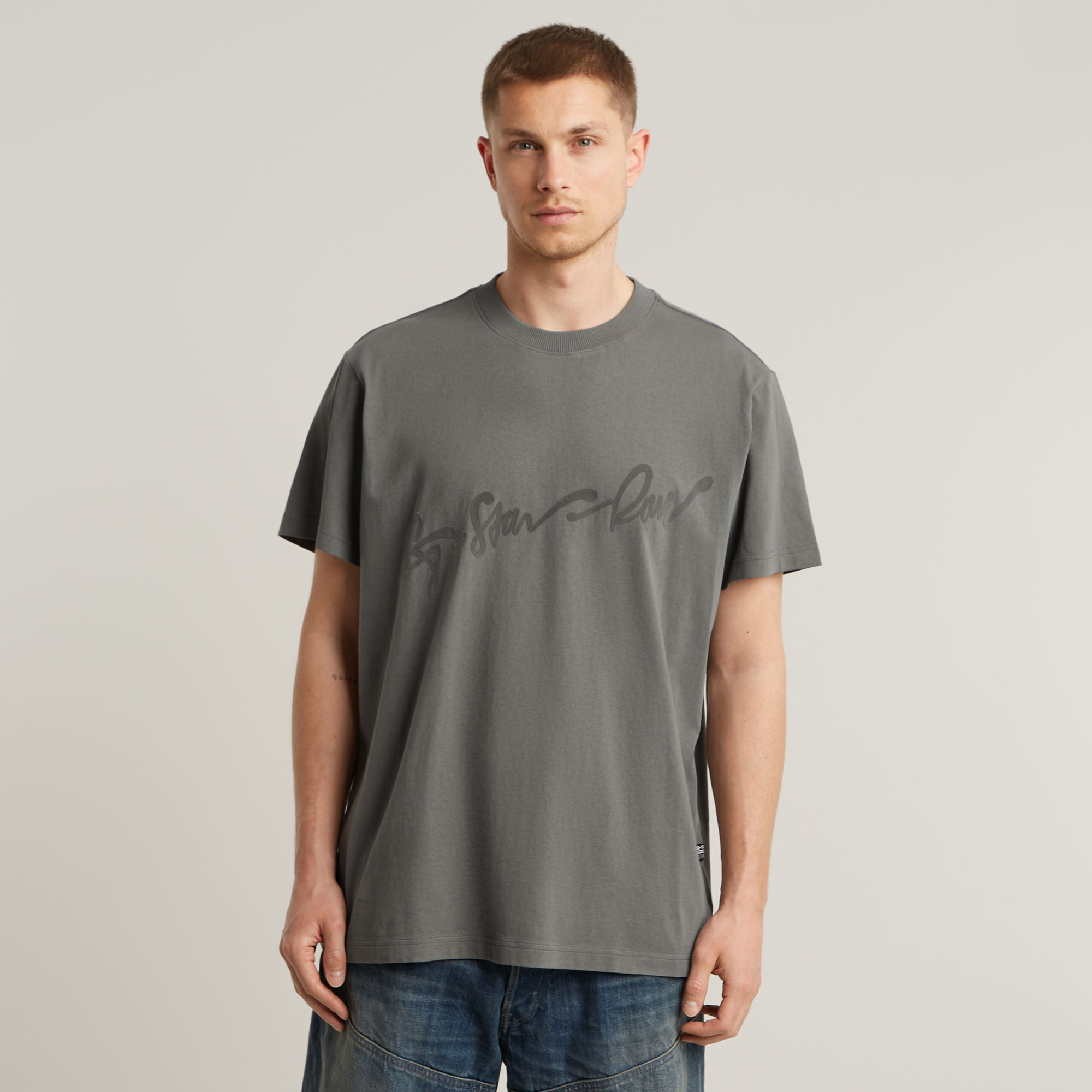 G-Star RAW Flock G-Script Loose T-Shirt - Grijs - Heren