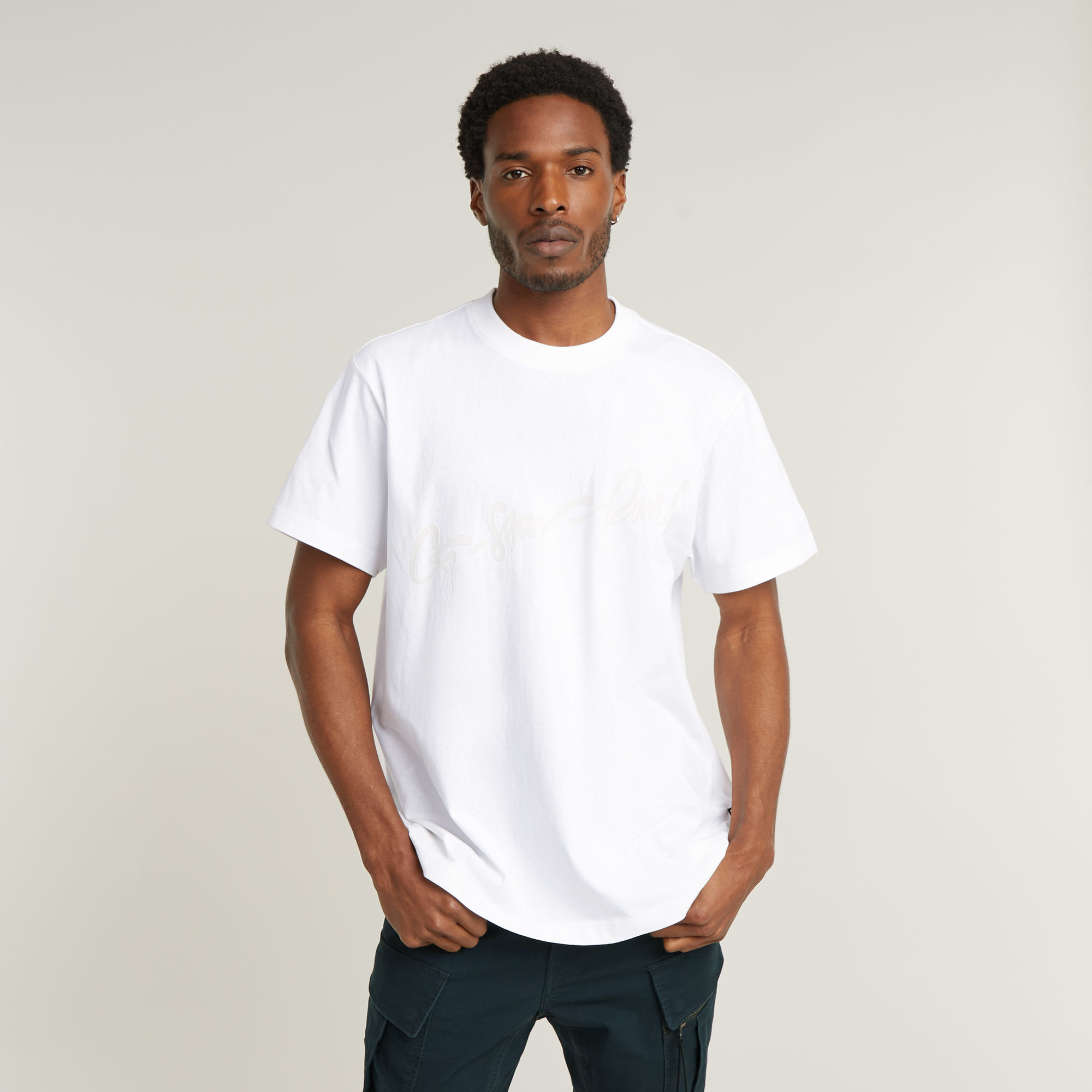 G-Star RAW Flock G-Script Loose T-Shirt - Wit - Heren