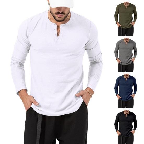 Songmeijuan Heren Zomer Lente Top Ronde Hals Effen Kleur Slim Fit Trui Lange Mouw Zacht Middenlengte Onderkant Heren T-shirt L legergroene kleur