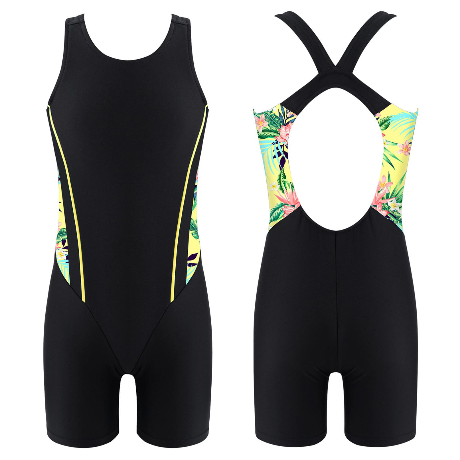 Tiaobug Kinderen meisjes Seeveless badpak Rashguard eendelig wetsuit UV-bescherming badmode surfen strandkleding jumpsuit bodysuit 7-8 Years roze/zwart