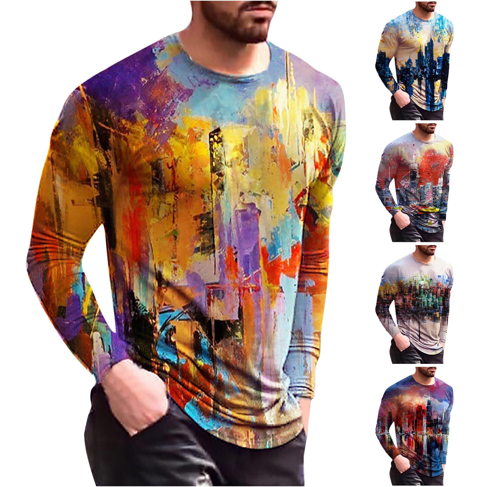 Timoduizhang T-shirts met lange mouwen voor heren Mode bedrukt T-shirt Tops Casual Sport XXXXXXL grijze kleur