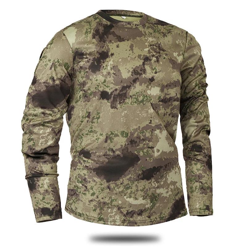 Bobby 2 Handgeschilderd Camouflagepatroon Casual T-shirt Lange Mouw Tactische Camouflage T-shirts Heren Lente En Herfst Snel Drogende T-shirts S