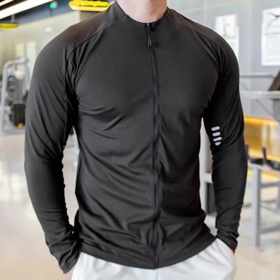 Youkeme Heren Fitness Sportjas Lichtgewicht Zweetabsorptie Sneldrogend Hardlopen Bodybuilding Sweatshirt Jas met ritssluiting M donkergrijze kleur