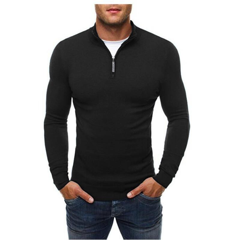 HerSight Heren Casual Rits Hoge Hals Pullover Lange Mouw Modieus Casual Effen Kleur Gebreid Sweatshirt M grijze kleur