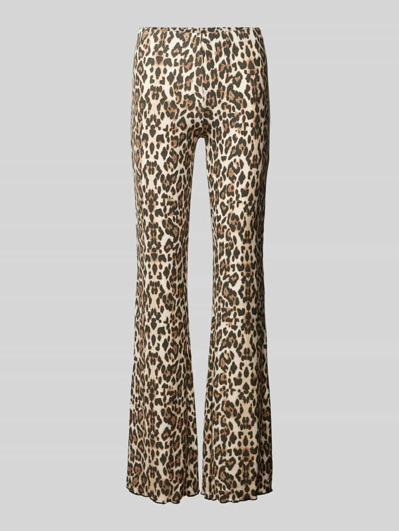 Gina Tricot Flared cut stoffen broek met elastische band