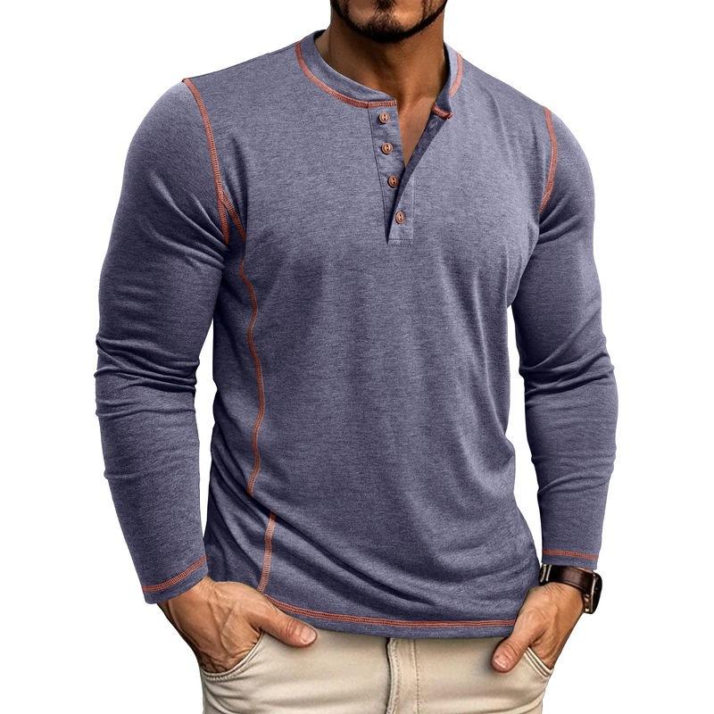 HerSight Pasvorm voor heren Henley-shirts met lange mouwen Stretchondergoed Informeel Basic Tops Knoop Ademend Sport-T-shirts Atletisch Workout Vochtregelerend T-shirts S wit