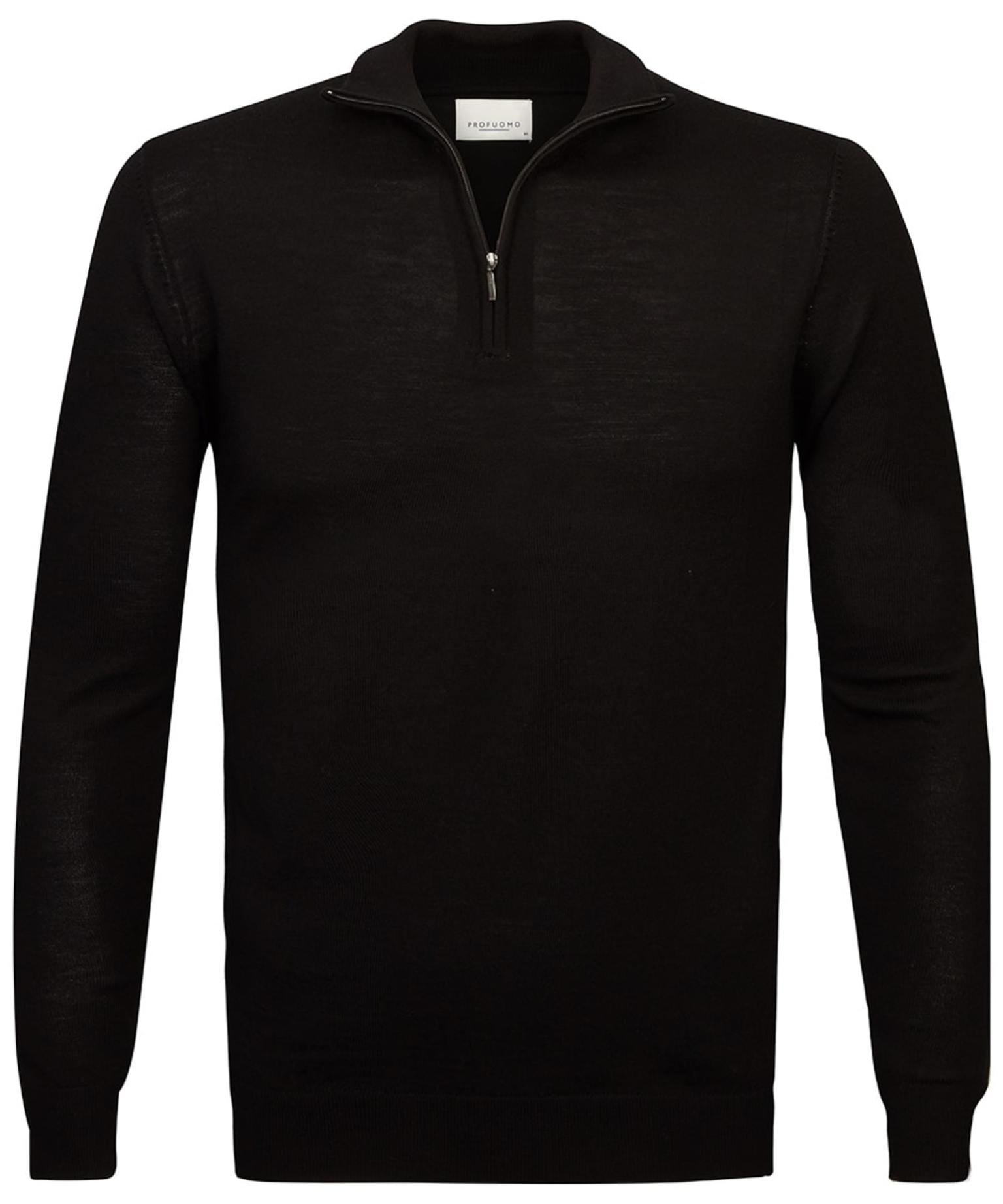 Profuomo Merino Half-Zip Pullover Black  