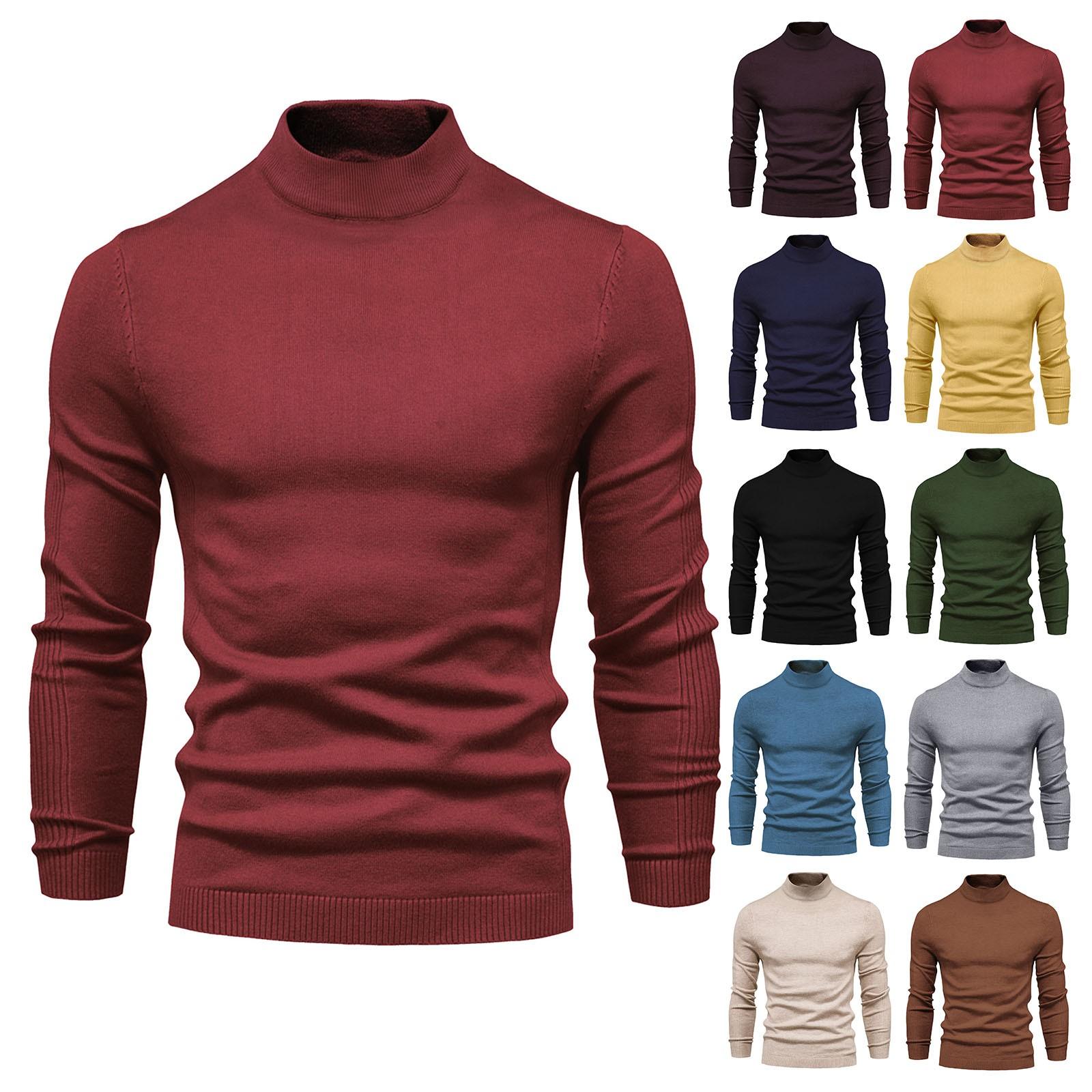 Ren Bag Autumn And Winter Thickened Warm Sweater Medium Collar Men's Multi-color Sweater L zwart