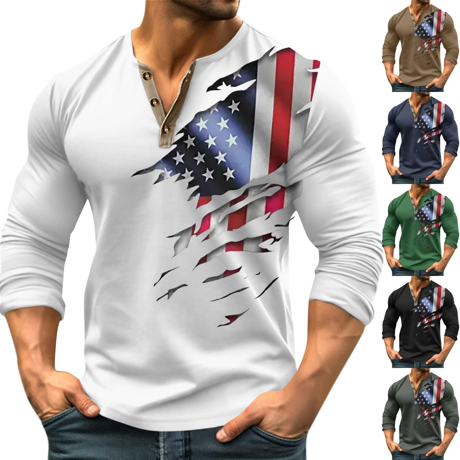 Ren Bag Men's Outdoor Vintage V-neck Button Long Sleeve Fashion Sports T-shirt L legergroene kleur