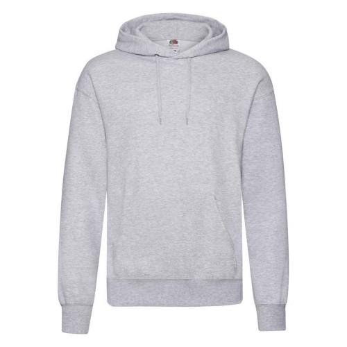 Fruit Of The Loom Heren klassiek heather sweatshirt met capuchon L grijs